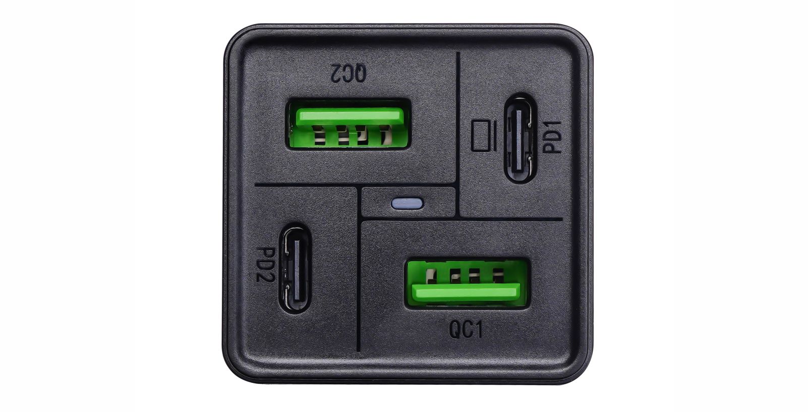 AK-CH-17 USB Charger with green USB-A and USB-C PD ports