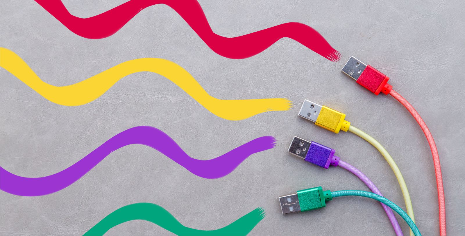 four colorful USB-A cables