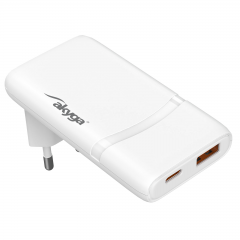 USB-Ladegerät AK-CH-31 USB-A + USB-C PD 5-20V / max. 3.25A 65W Quick Charge 4+ GaN