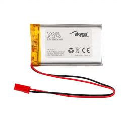 Li-Po Akku LP103740 Akyga AKY065 3.7V / 1580mAh PCM JST 2-Pin Stecker 150mm