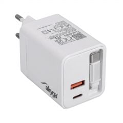 USB-Ladegerät AK-CH-30 USB-A + 2x USB-C PD 5-20V / max. 3.25A 65W Quick Charge 3.0 GaN